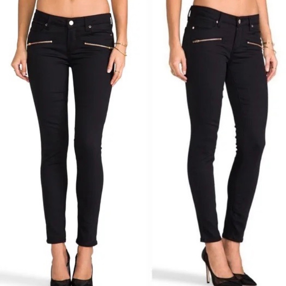 Paige Indio Zip Overdye Black Skinny Jeans